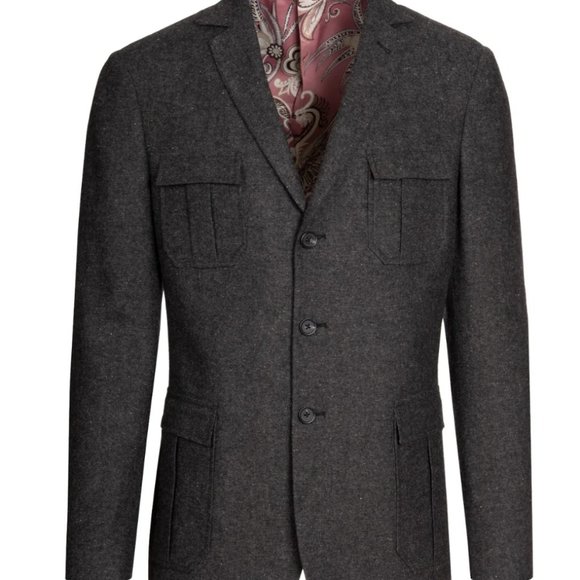 Paisley & Gray Suits & Blazers Paisley Gray Field Military Suit Jacket Slim Charcoal Tweed